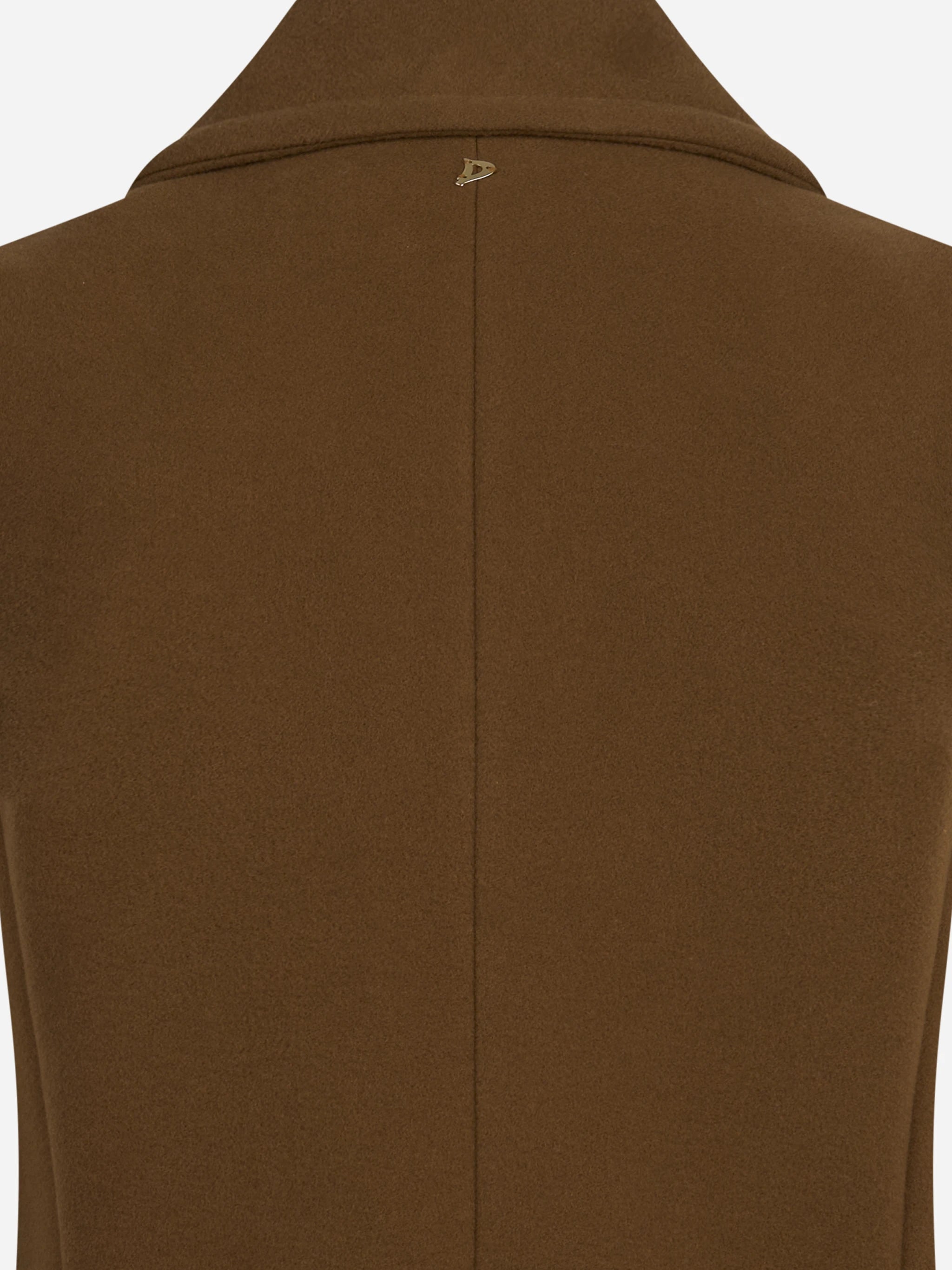Gilet lungo doppiopetto in lana e cashmere marrone - vista posteriore