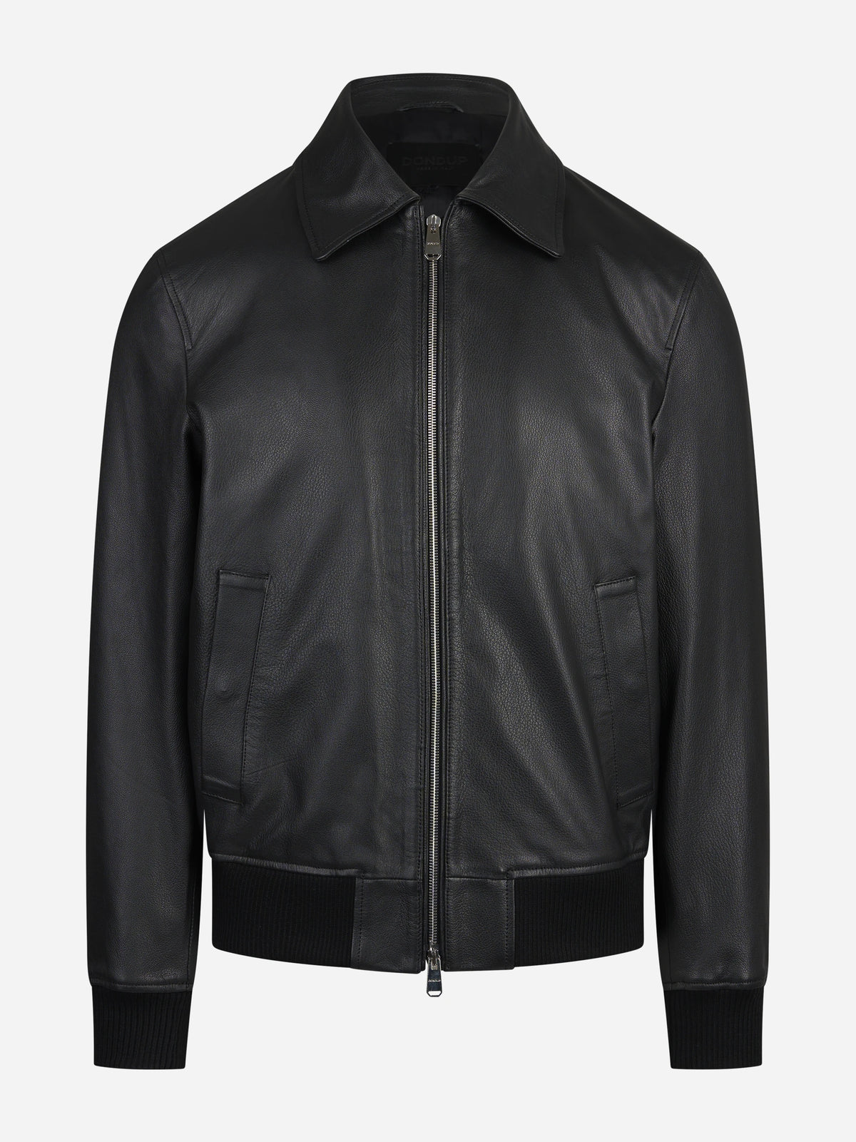 Bomber in pelle nera - vista frontale