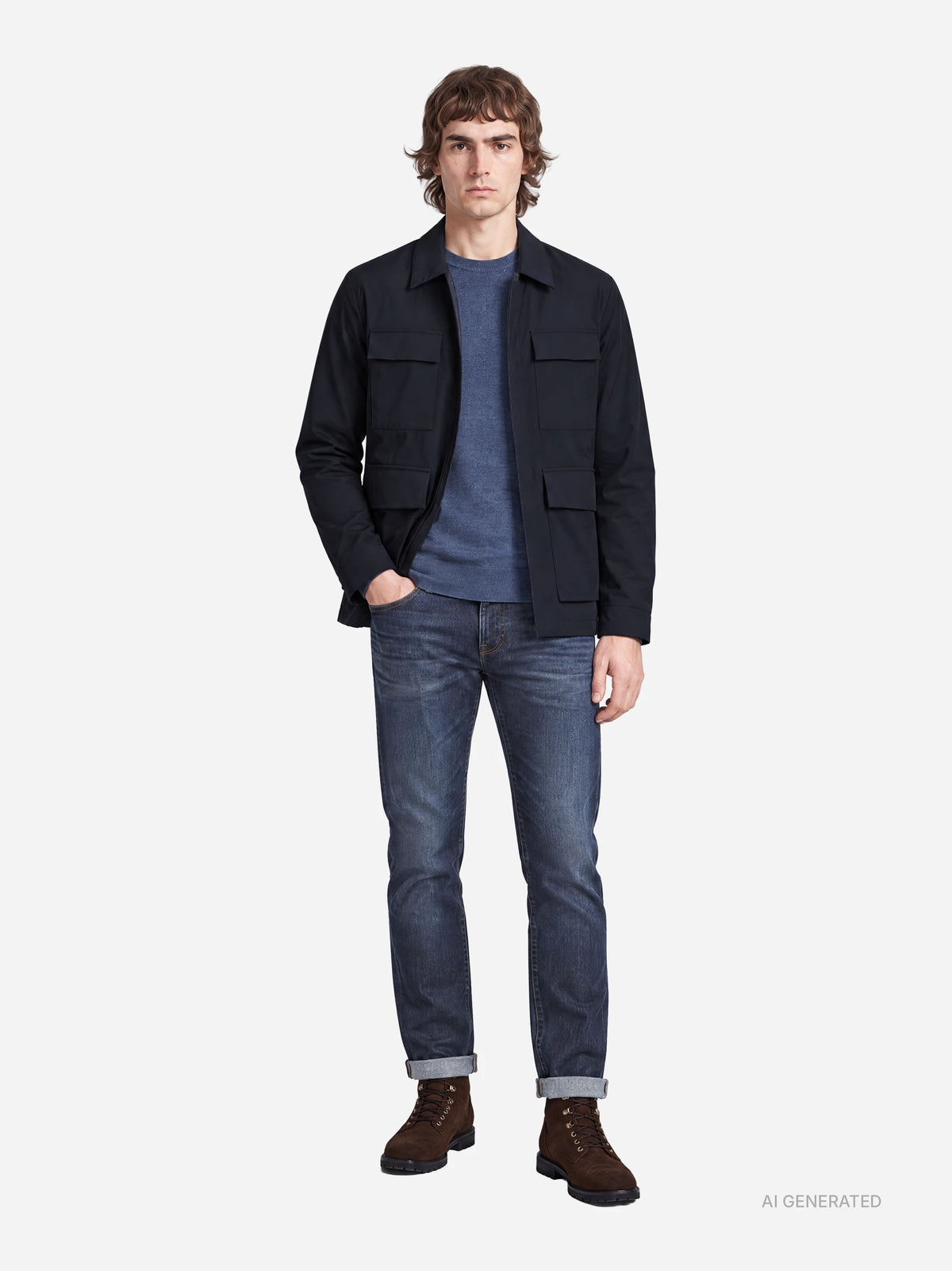 Jeans George slim fit blu - indossato, look completo