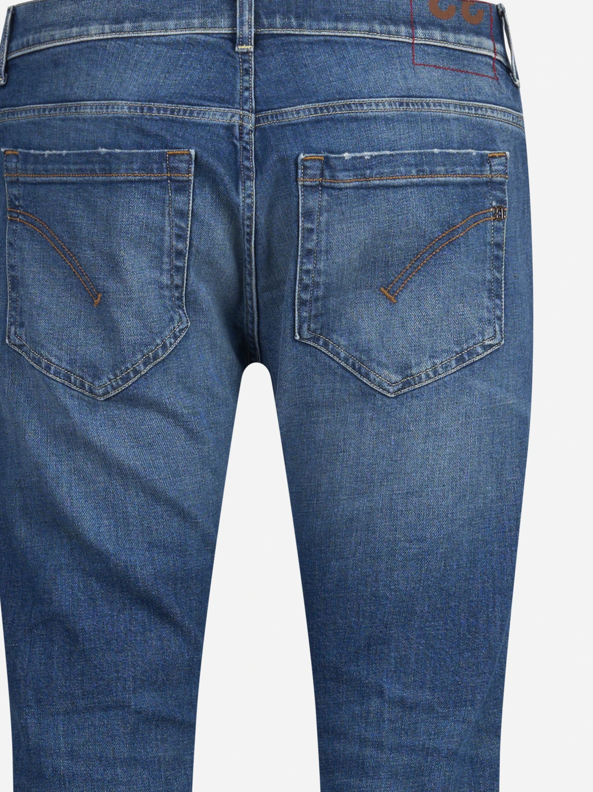 Jeans George slim fit in denim GOTS blu - vista laterale e dettagli