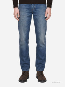 Jeans Brighton carrot fit blu - indossato, vista frontale