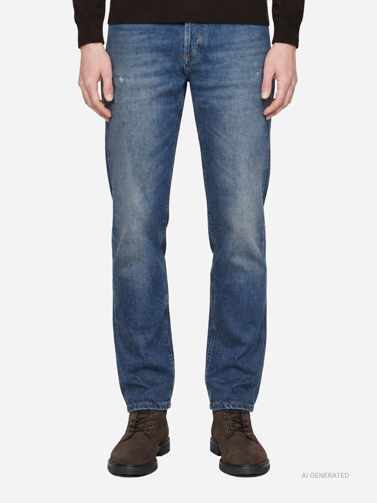 Jeans Brighton carrot fit blu - indossato, vista frontale