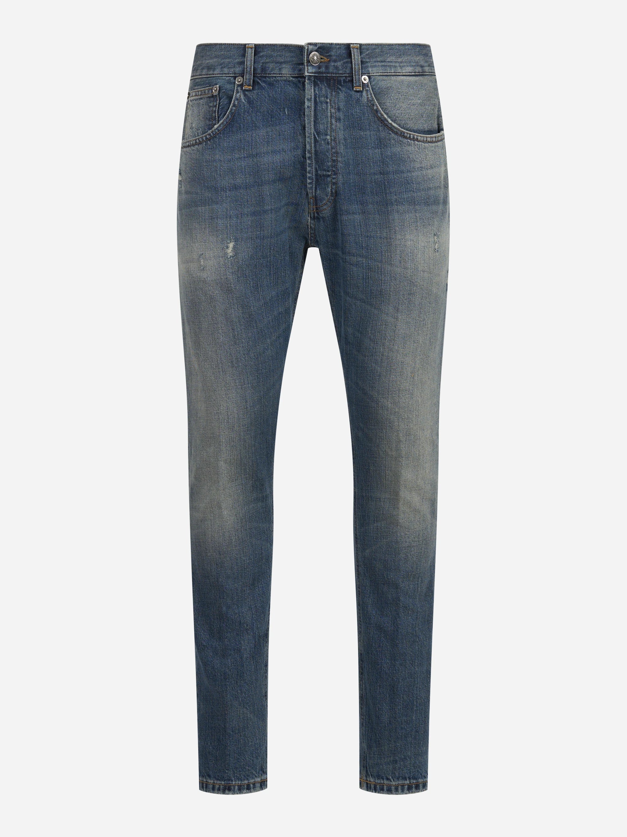 Jeans Dian slim fit blu con abrasioni - vista frontale