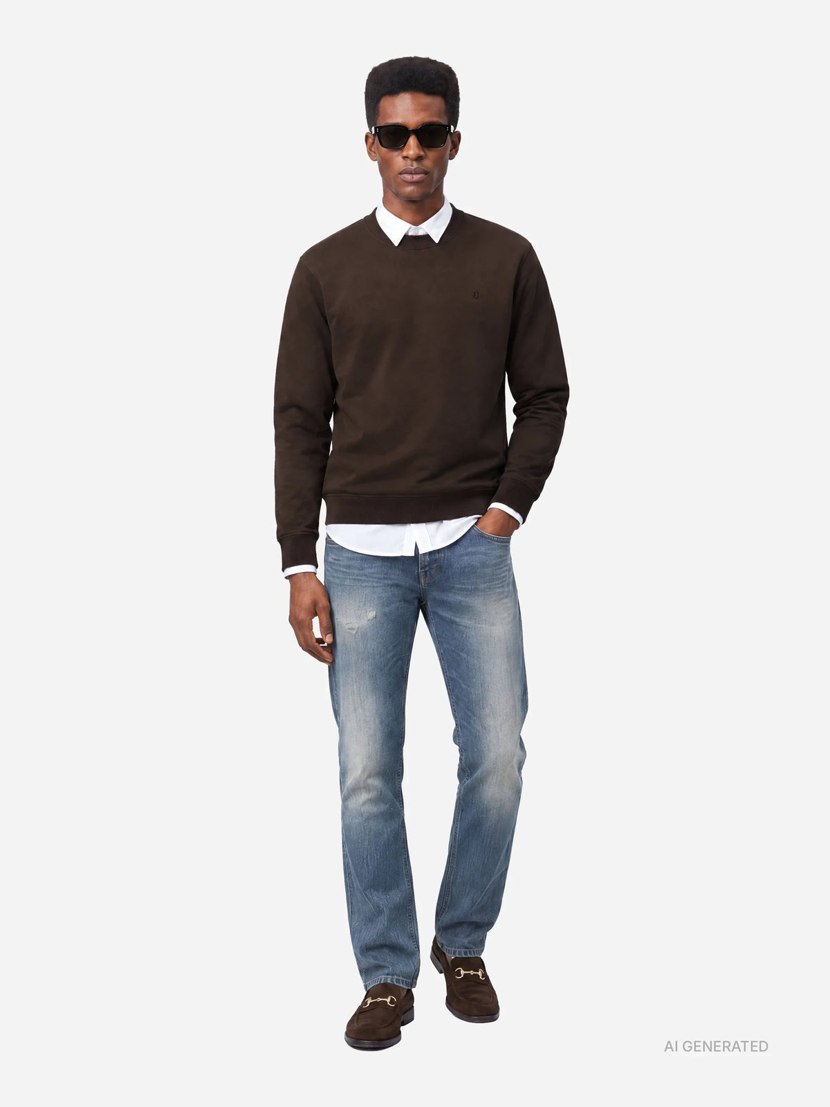 Jeans Dian slim fit blu con abrasioni - indossato, look completo