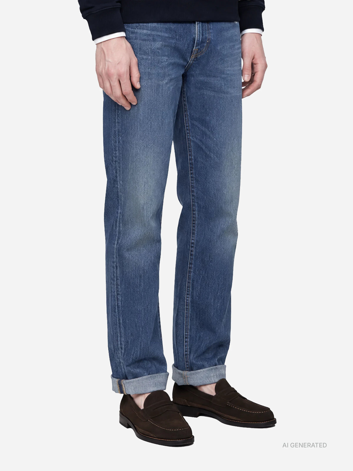 Jeans Ervin loose fit blu - dettaglio indossato