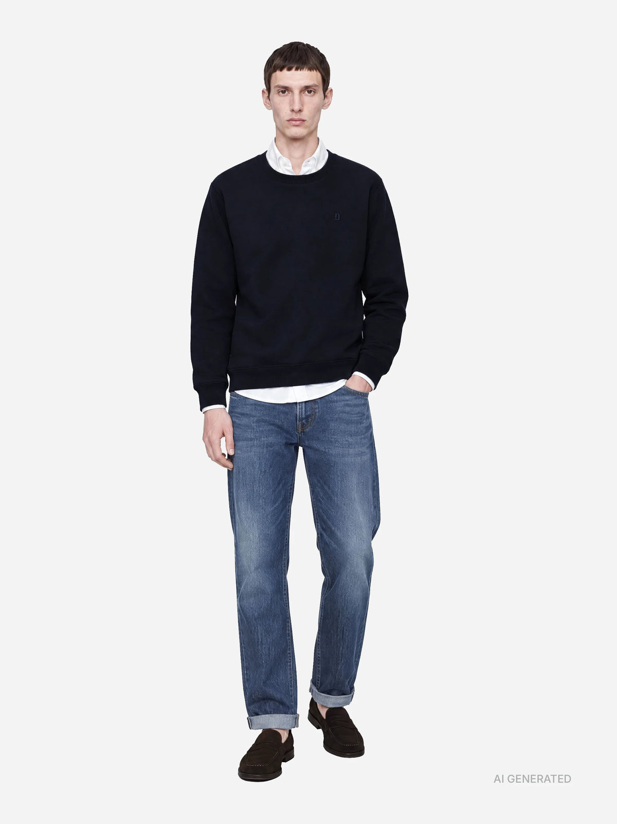 Jeans Ervin loose fit blu - indossato, look completo