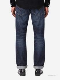 Jeans Ervin loose fit blu con risvolto - indossato, vista posteriore