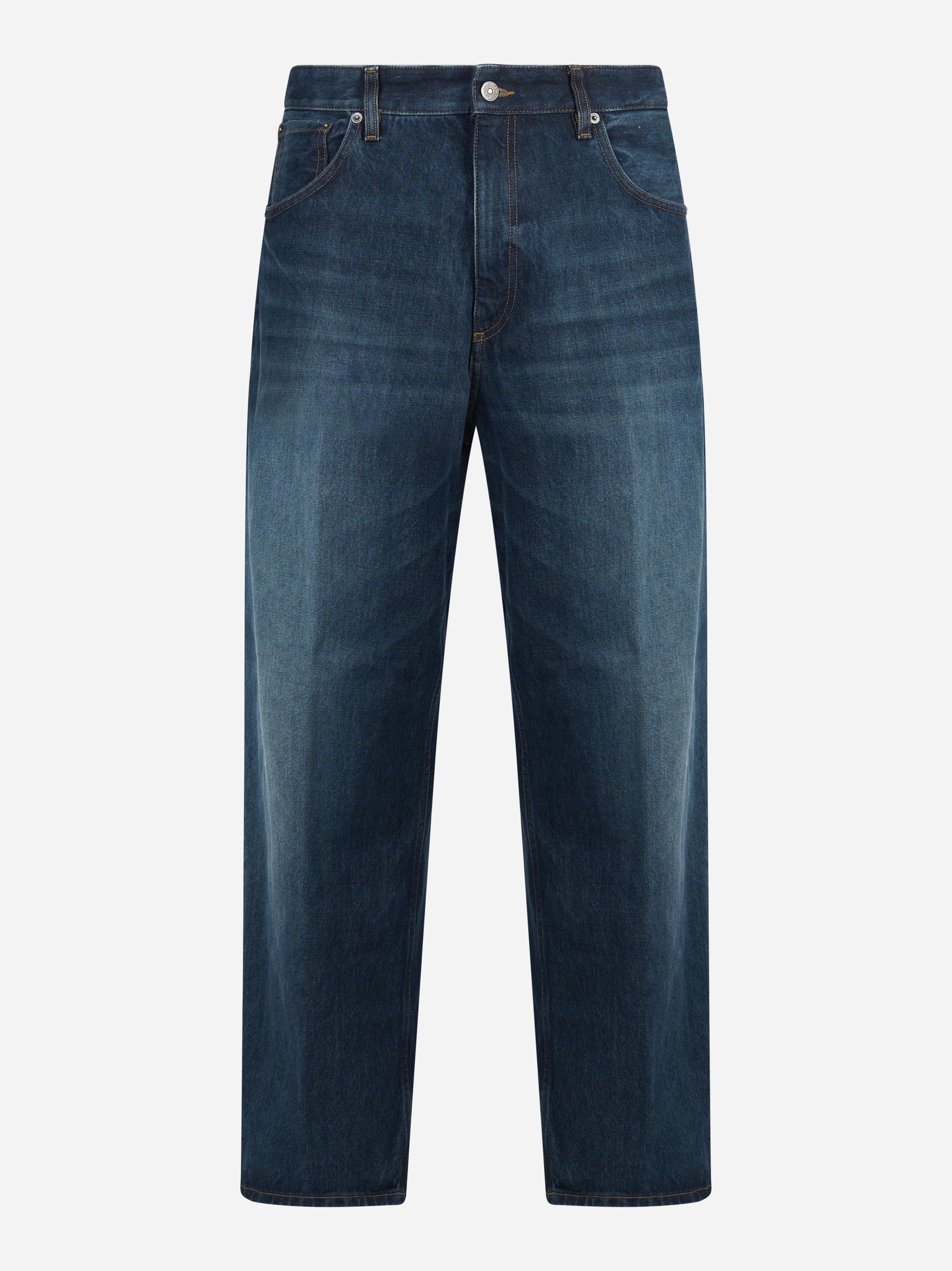 Jeans Anthony loose fit blu con abrasioni - vista frontale