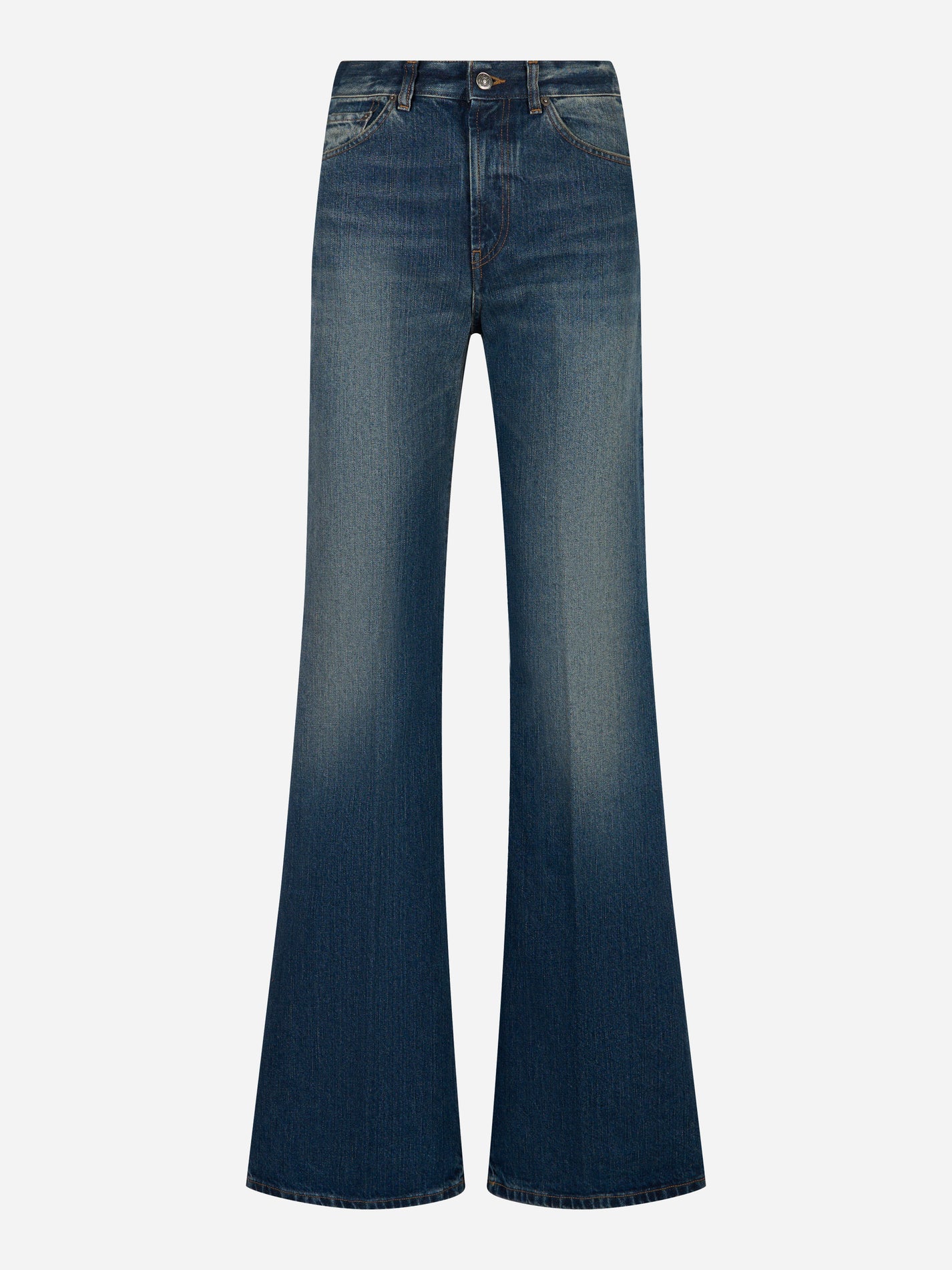 Jeans Amber wide leg in denim blu fisso DONDUP - vista frontale