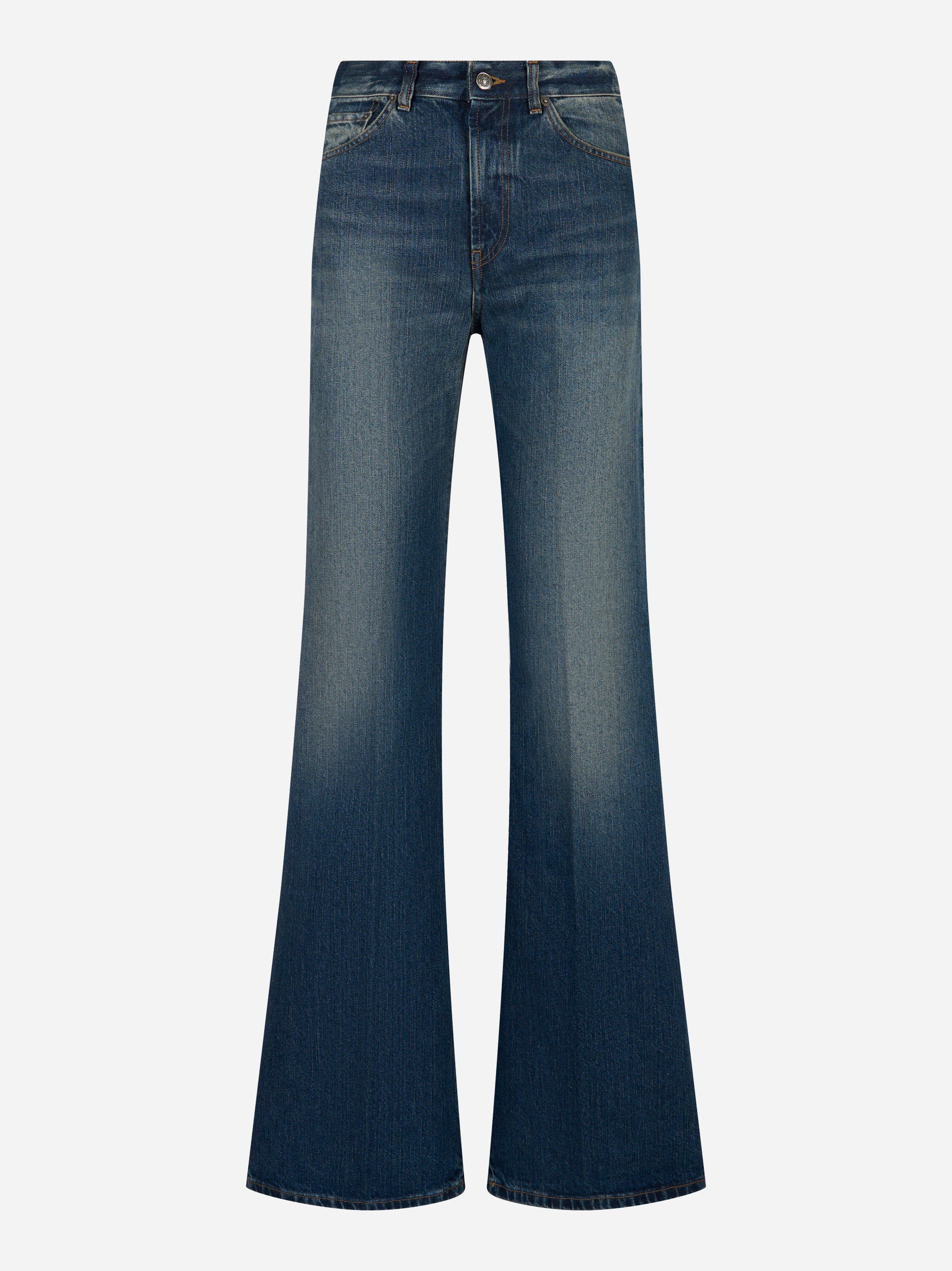 Jeans Amber wide leg in denim blu fisso DONDUP - vista frontale