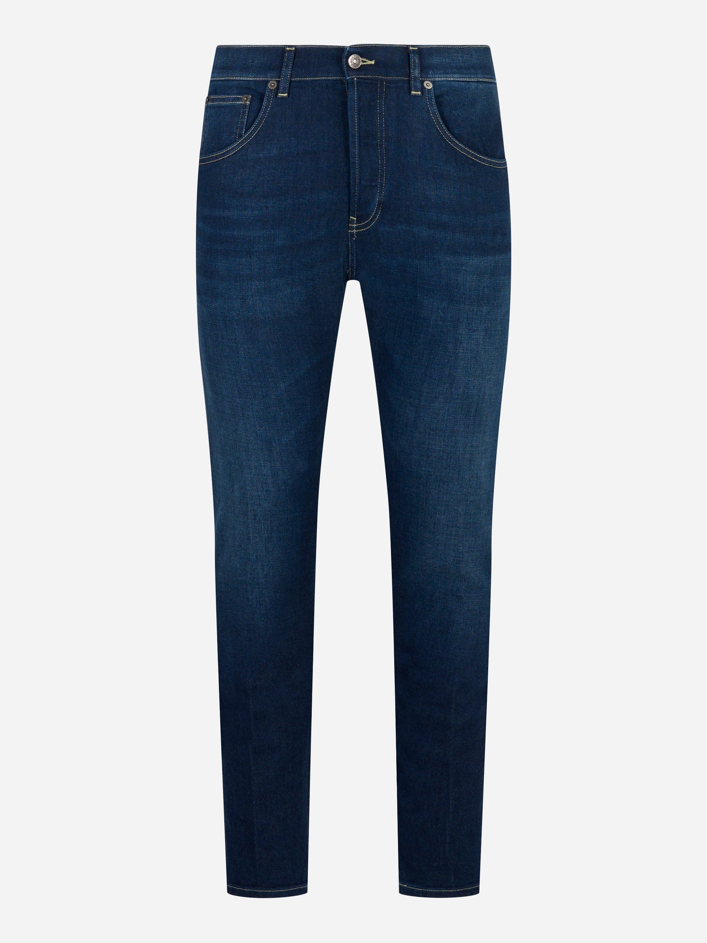 Jeans Dian slim fit in denim stretch blu indaco fronte - DONDUP
