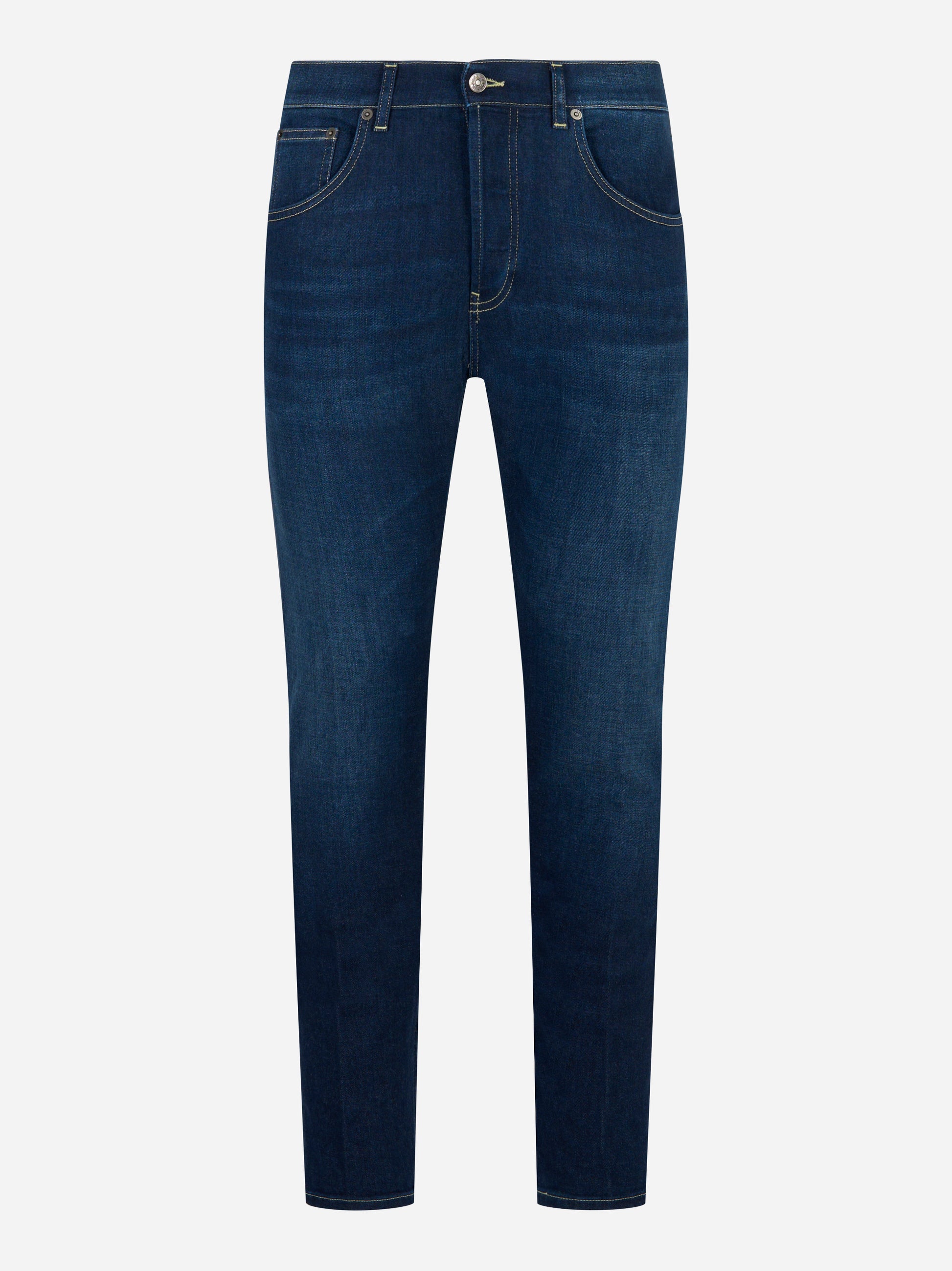 Jeans Dian slim fit in denim stretch blu indaco fronte - DONDUP
