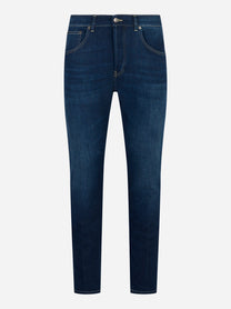 Jeans Dian slim fit in denim stretch blu indaco fronte - DONDUP