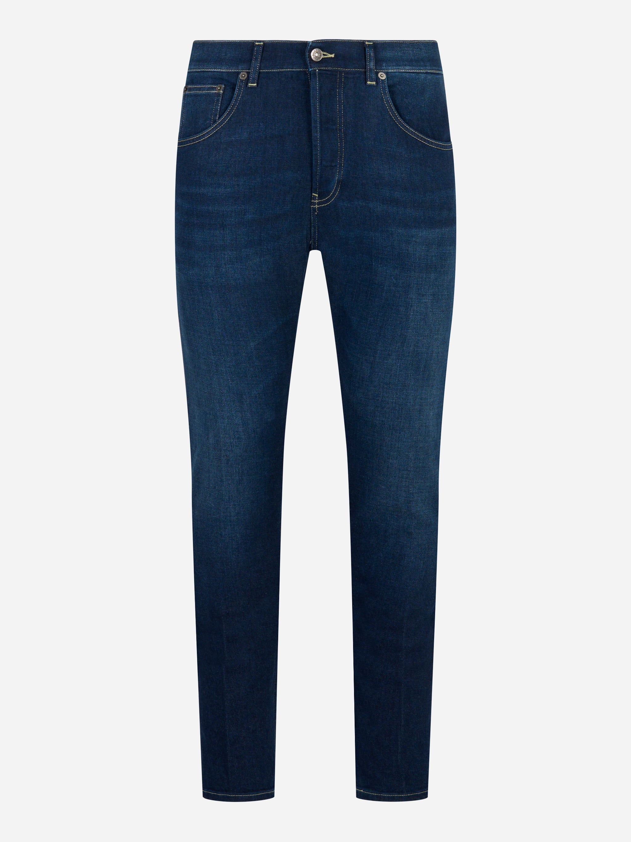 Jeans Dian slim fit in denim stretch blu indaco fronte - DONDUP