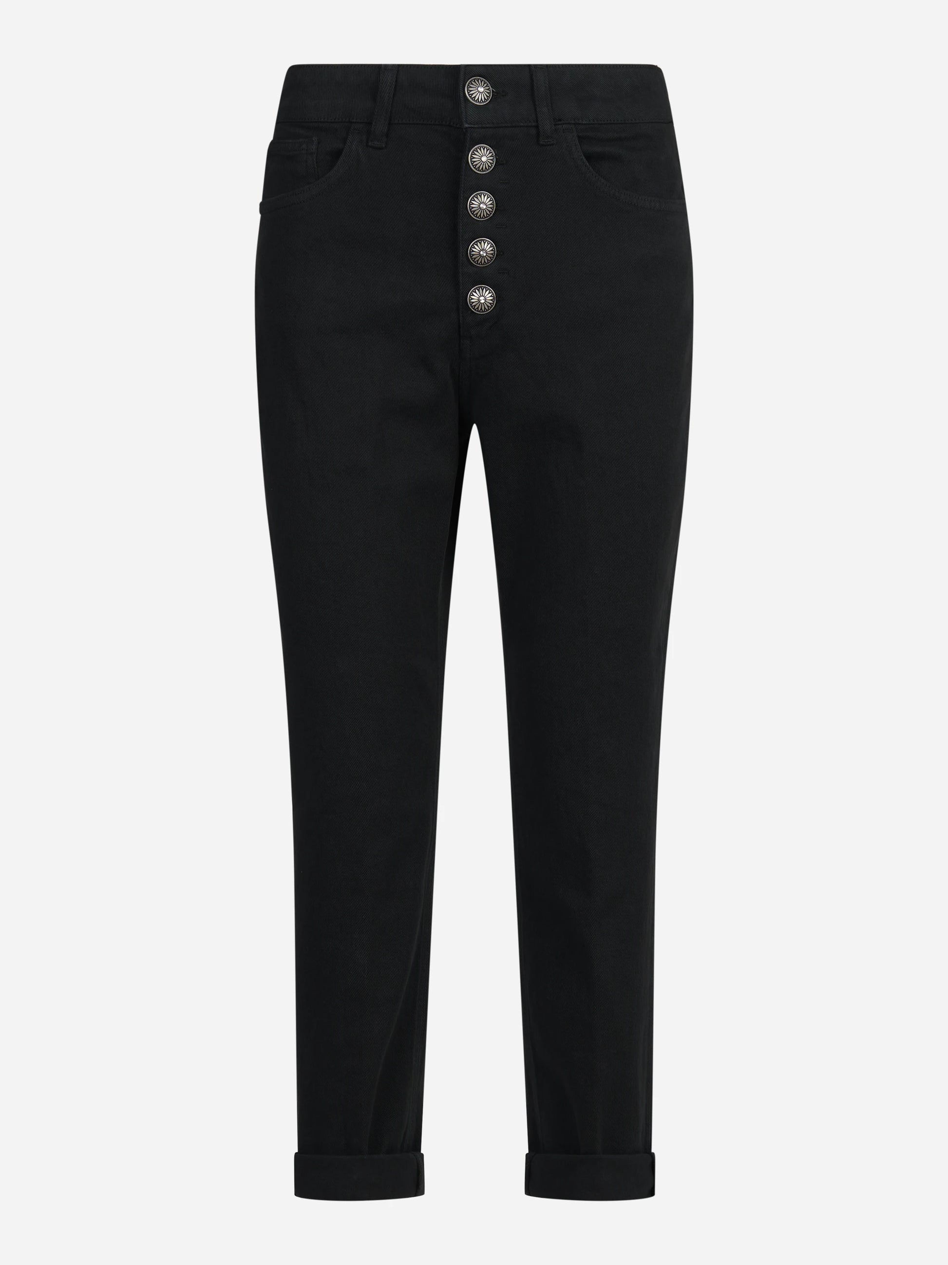 Jeans Koons loose fit con bottoniera gioiello neri - vista frontale