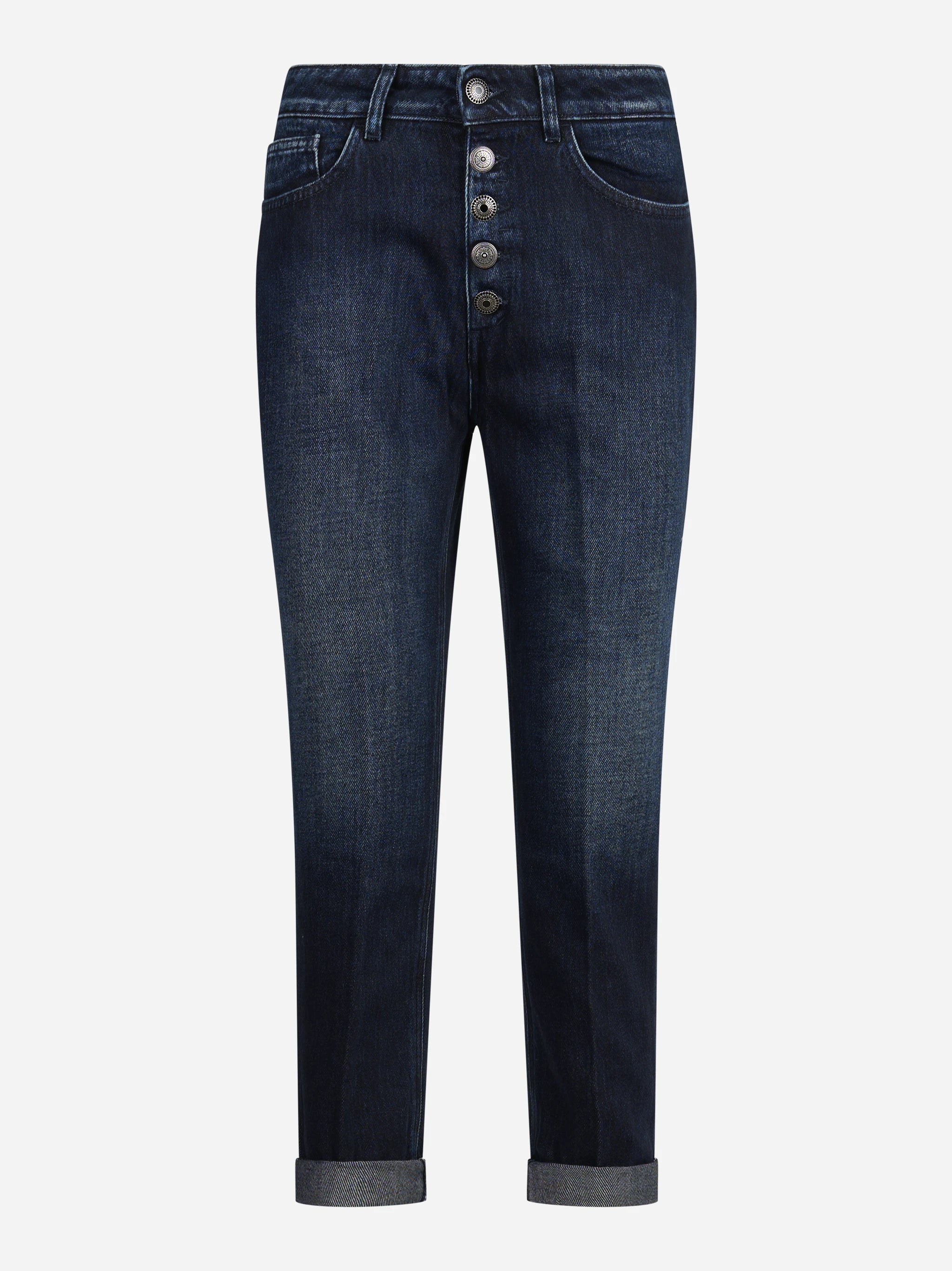 Jeans Koons loose fit con bottoniera gioiello blu - vista frontale