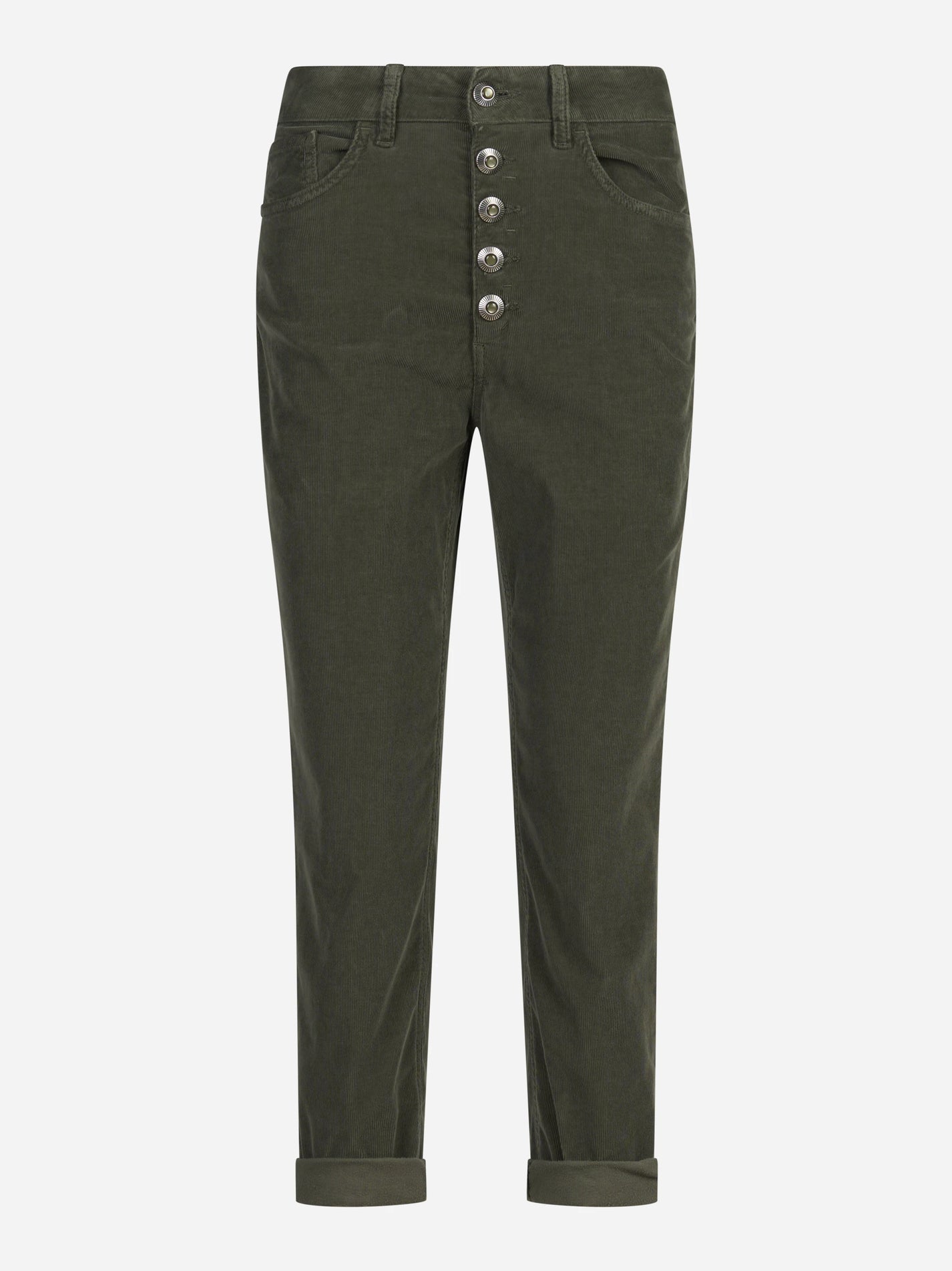 Jeans Koons loose fit in velluto verde oliva - vista frontale