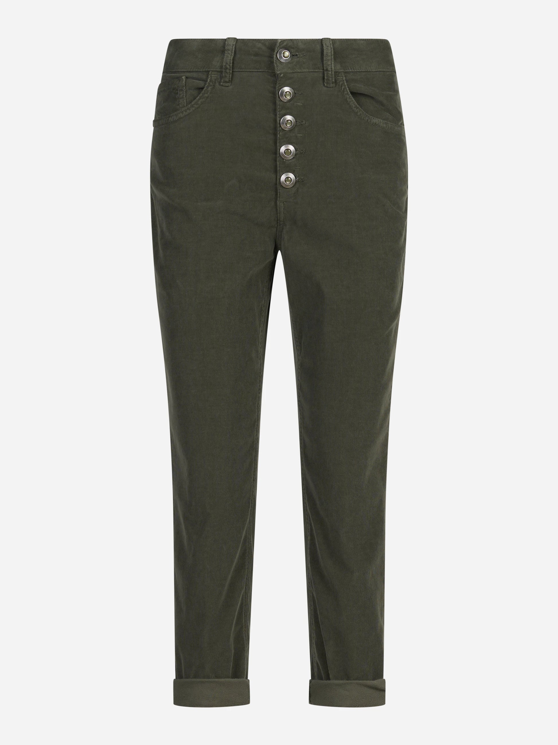 Jeans Koons loose fit in velluto verde oliva - vista frontale