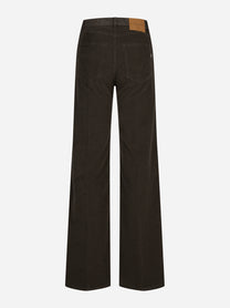 Jeans Amber wide leg in velluto a coste marroni - vista posteriore