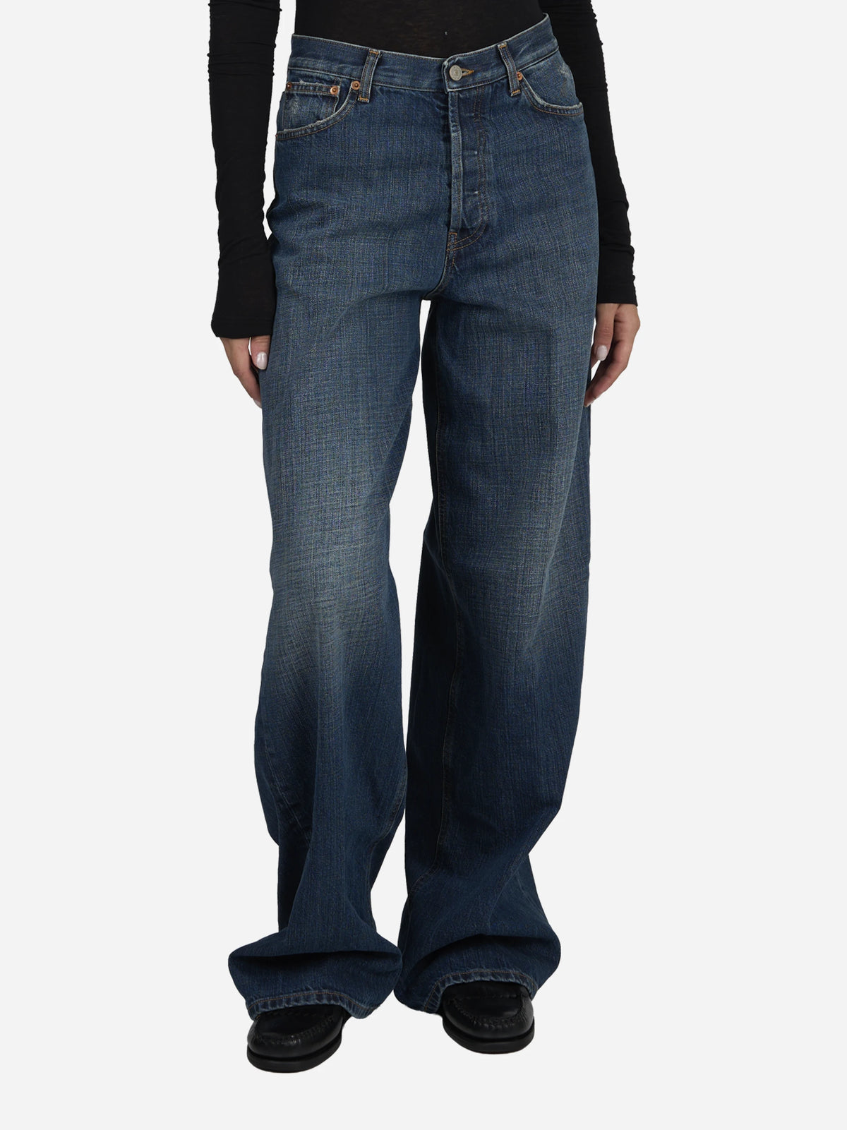 Jeans Dakota wide leg blu - indossato, vista frontale