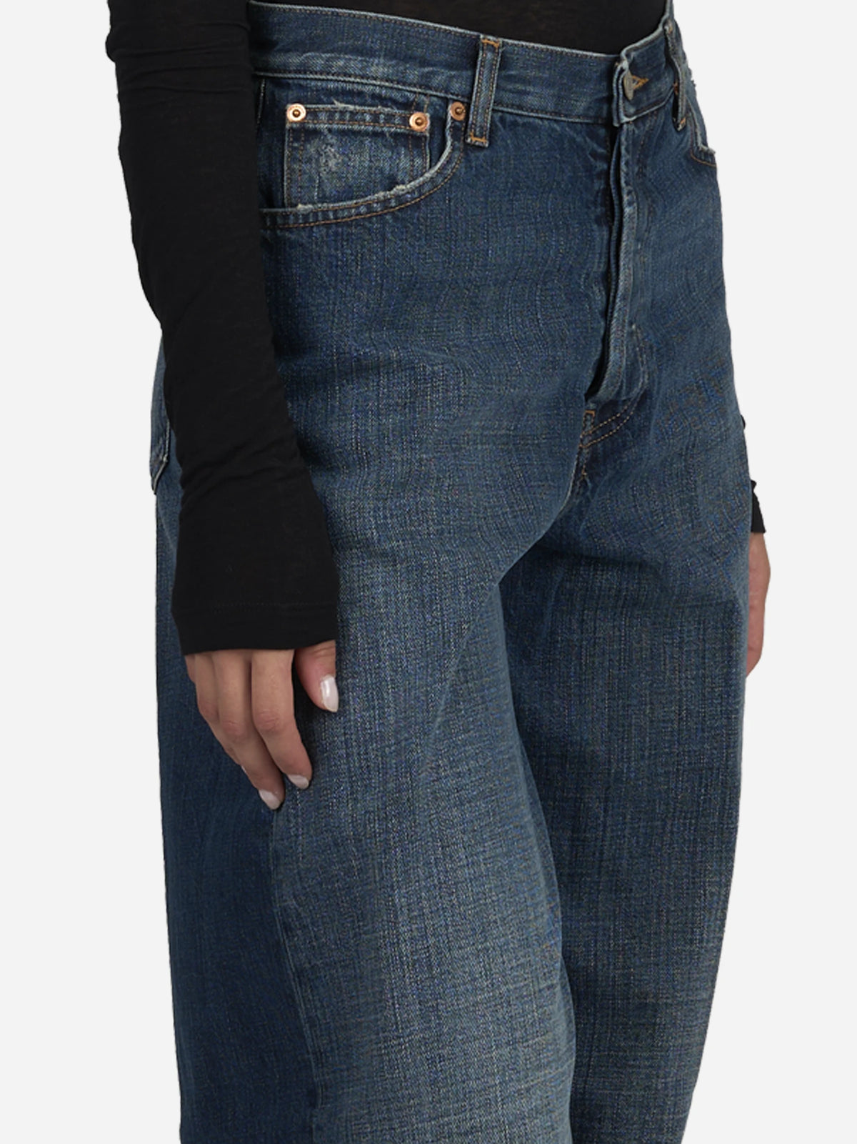 Jeans Dakota wide leg blu - indossato, dettaglio prodotto