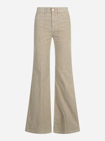Jeans Ariana wide leg in velluto beige - vista frontale