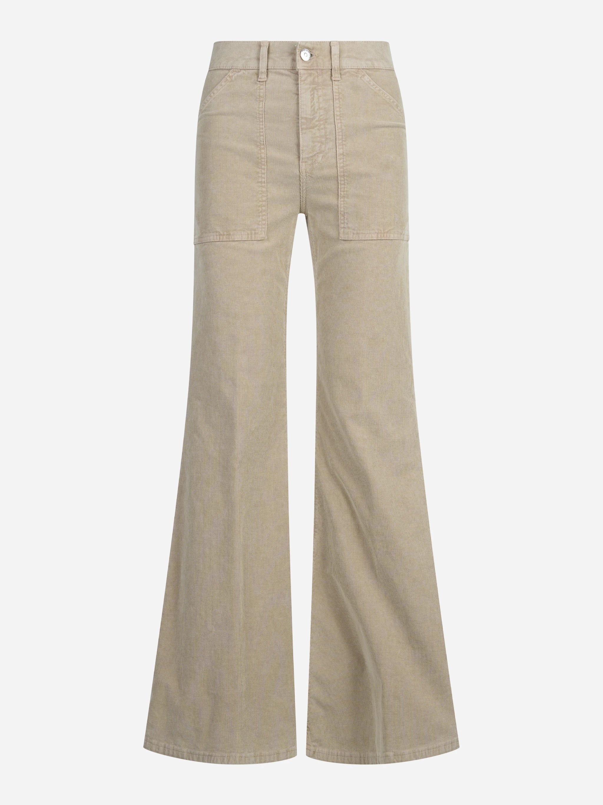 Jeans Ariana wide leg in velluto beige - vista frontale