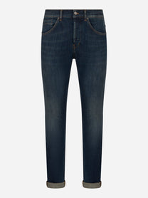Jeans George skinny fit in denim blu stretch con risvolto - fronte