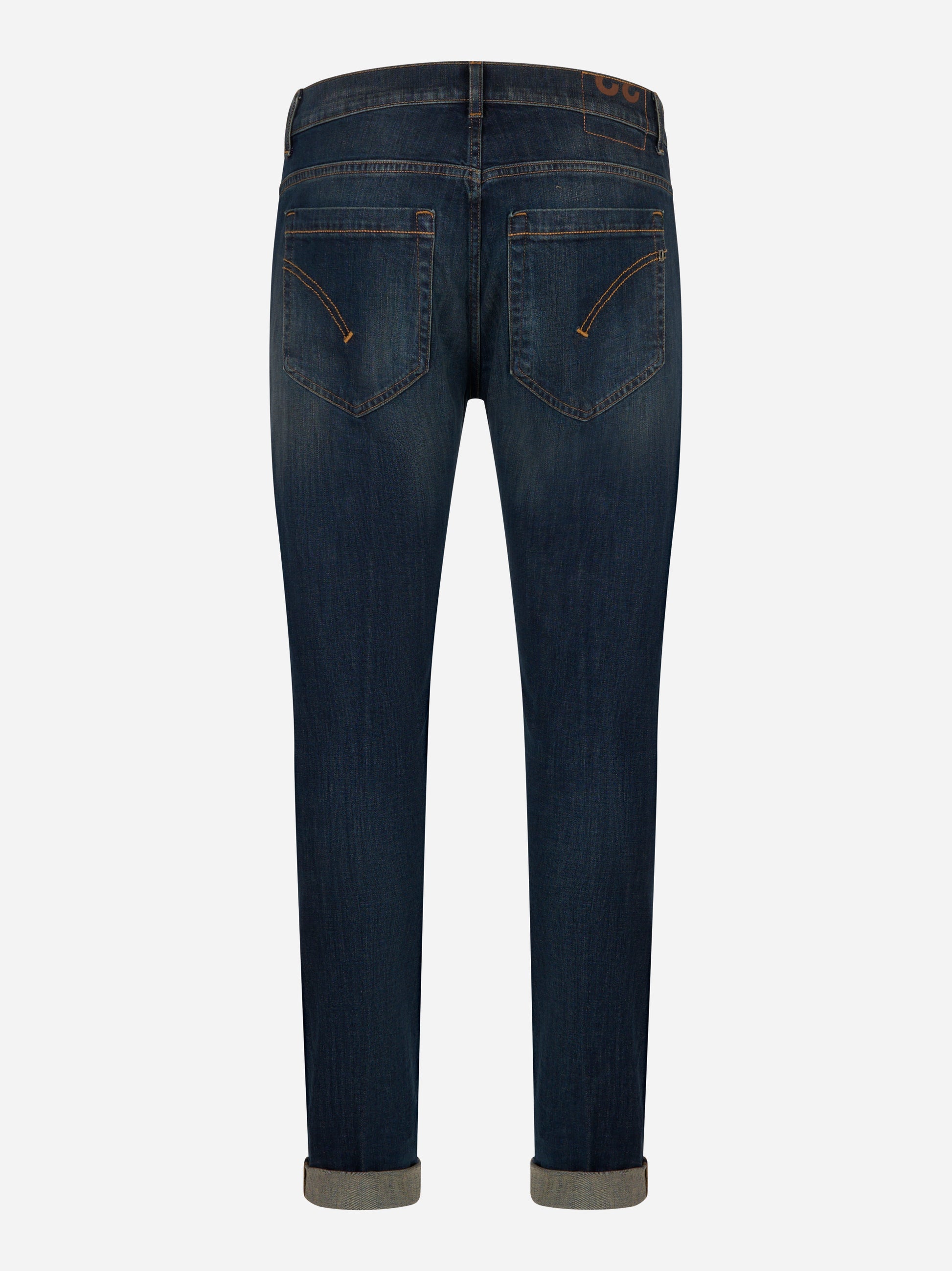 Jeans George skinny fit in denim blu stretch con risvolto - retro