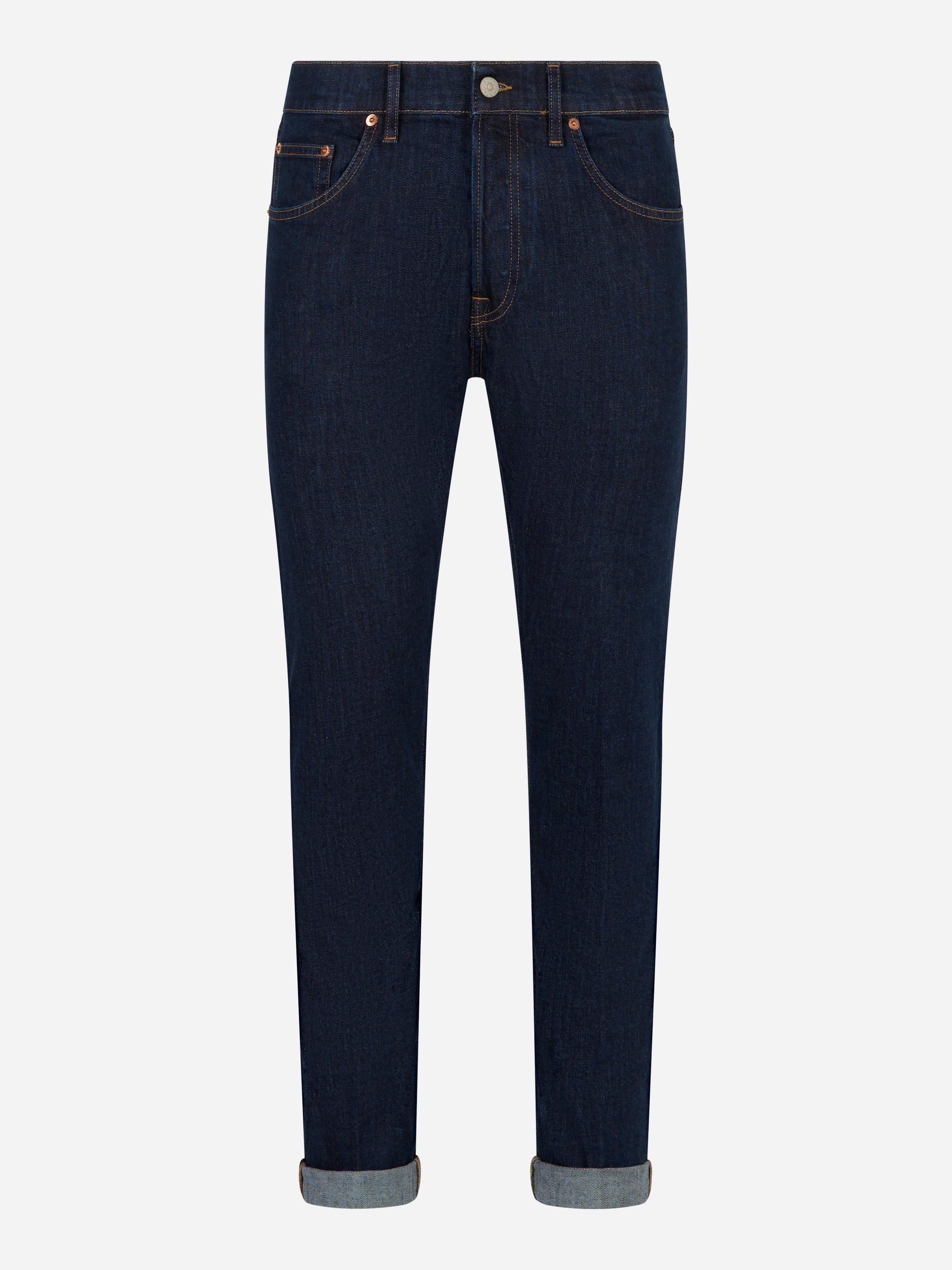 Jeans Dondup Icon regular fit in denim stretch blu, vista frontale