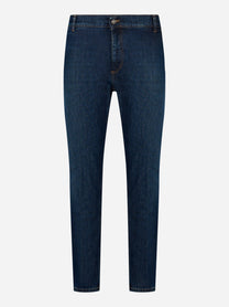 Jeans Dondup Jeff carrot fit in denim stretch blu – vista frontale