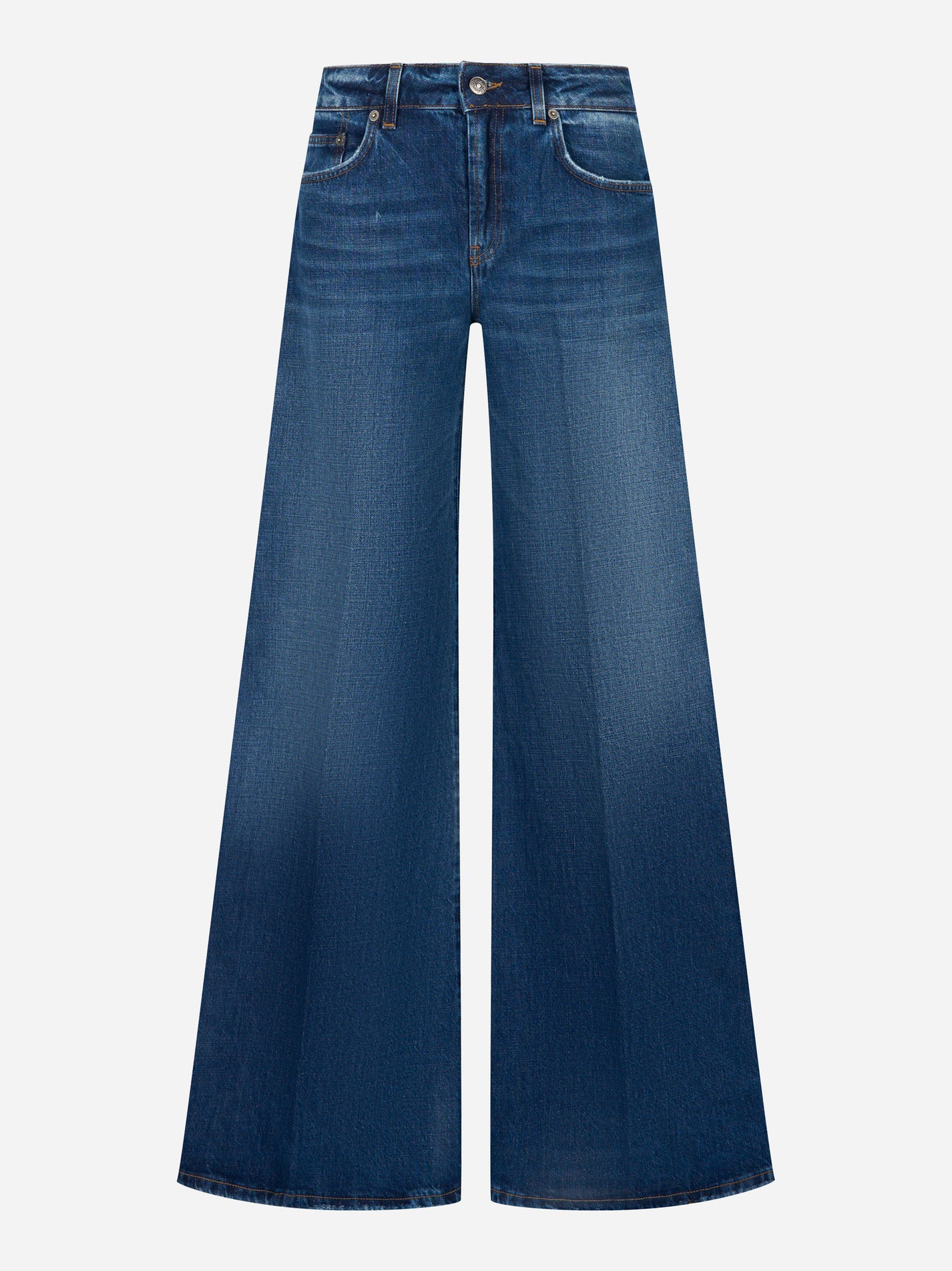 Jeans DONDUP modello Marlen wide leg in denim fisso blu – vista frontale