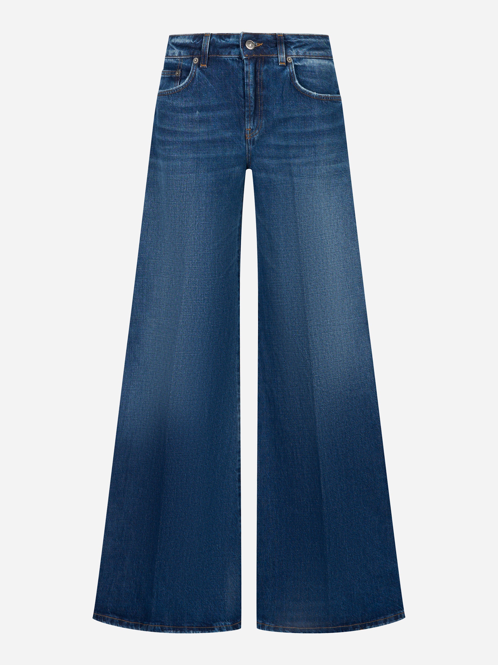 Jeans DONDUP modello Marlen wide leg in denim fisso blu – vista frontale
