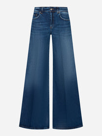Jeans DONDUP modello Marlen wide leg in denim fisso blu – vista frontale