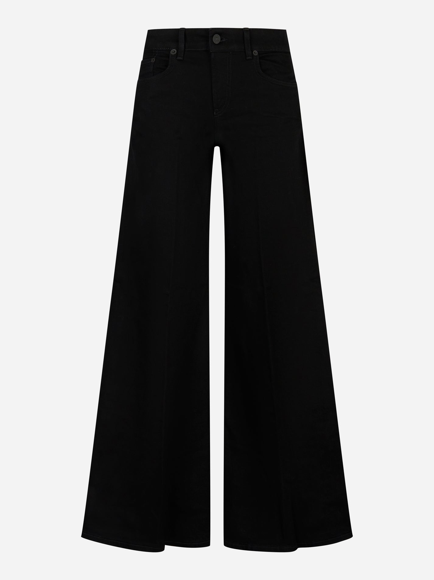 Jeans DONDUP Marlen nero wide leg in denim stretch fronte