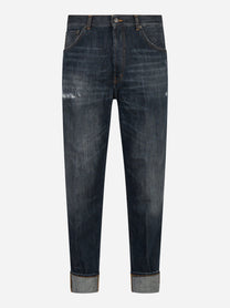 Jeans Dondup modello Paco loose in denim blu effetto used - fronte