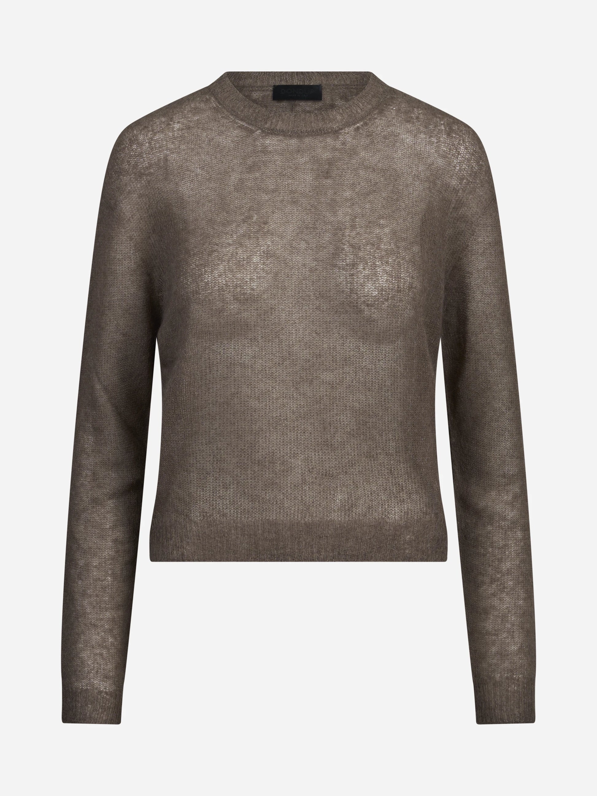 Maglia girocollo in alpaca regular-fit marrone - vista frontale