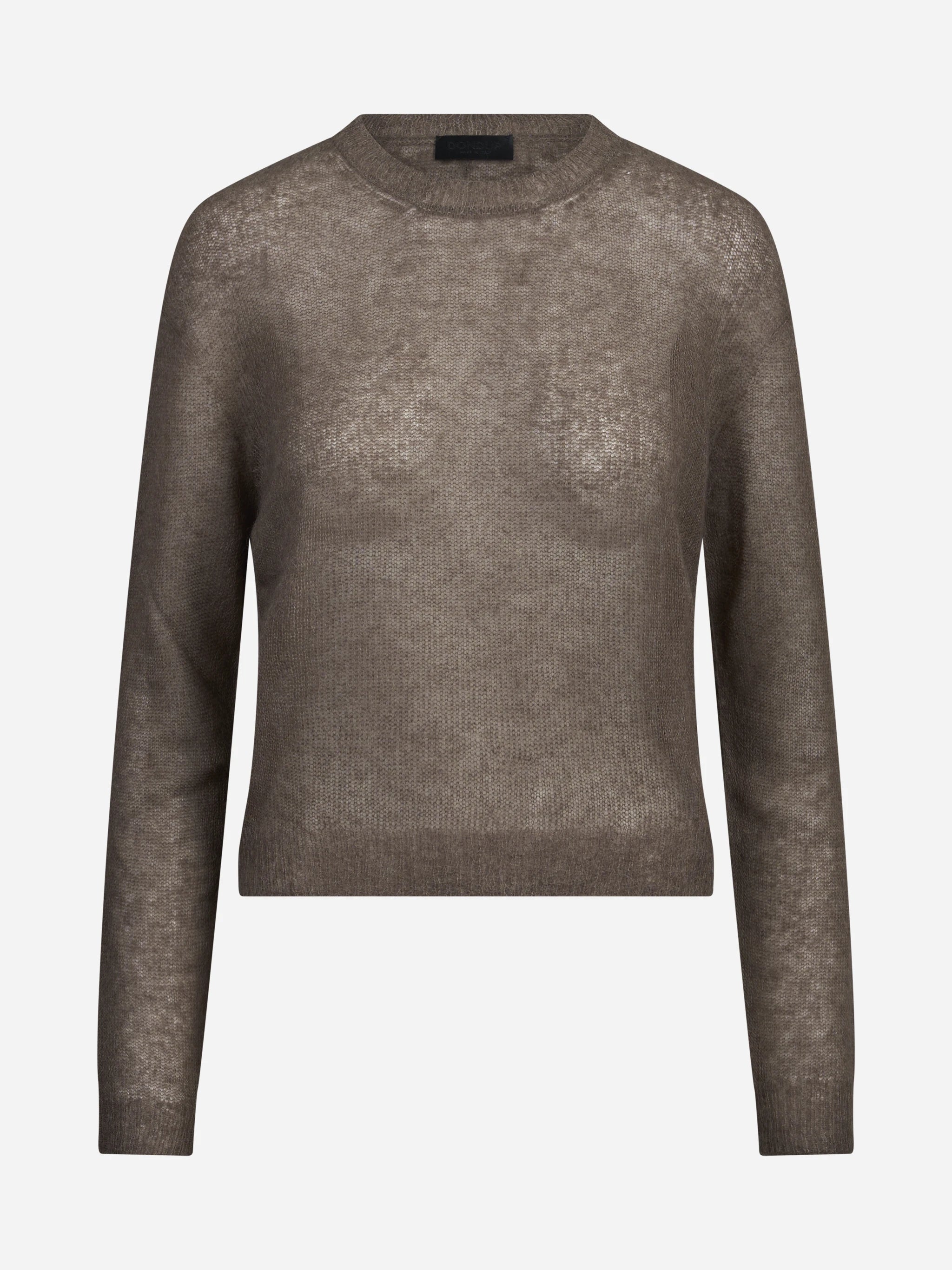 Maglia girocollo in alpaca regular-fit marrone - vista frontale
