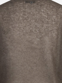 Maglia girocollo in alpaca regular-fit marrone - vista laterale e dettagli