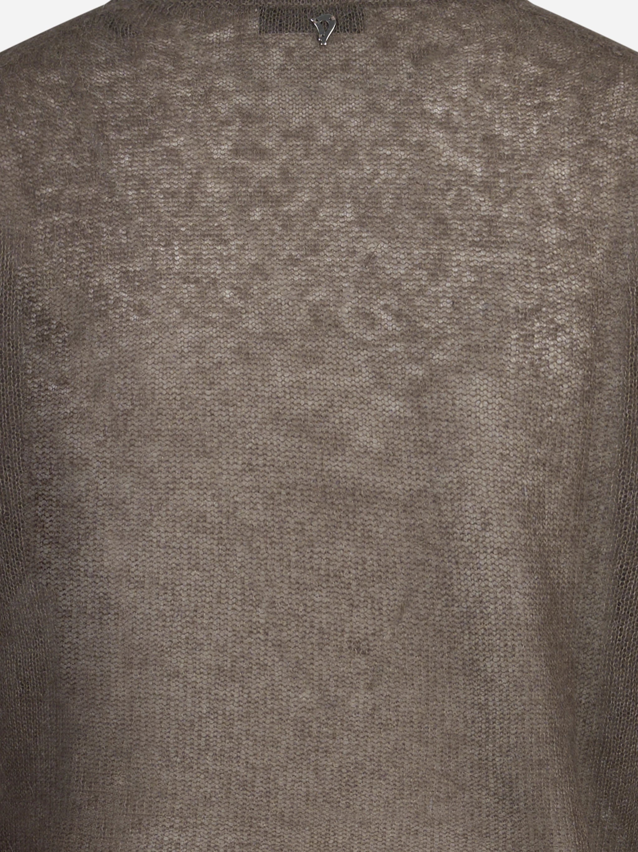 Maglia girocollo in alpaca regular-fit marrone - vista laterale e dettagli