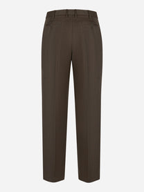 Pantaloni Dondup Emma in fresco lana marrone – retro con tasche a filetto