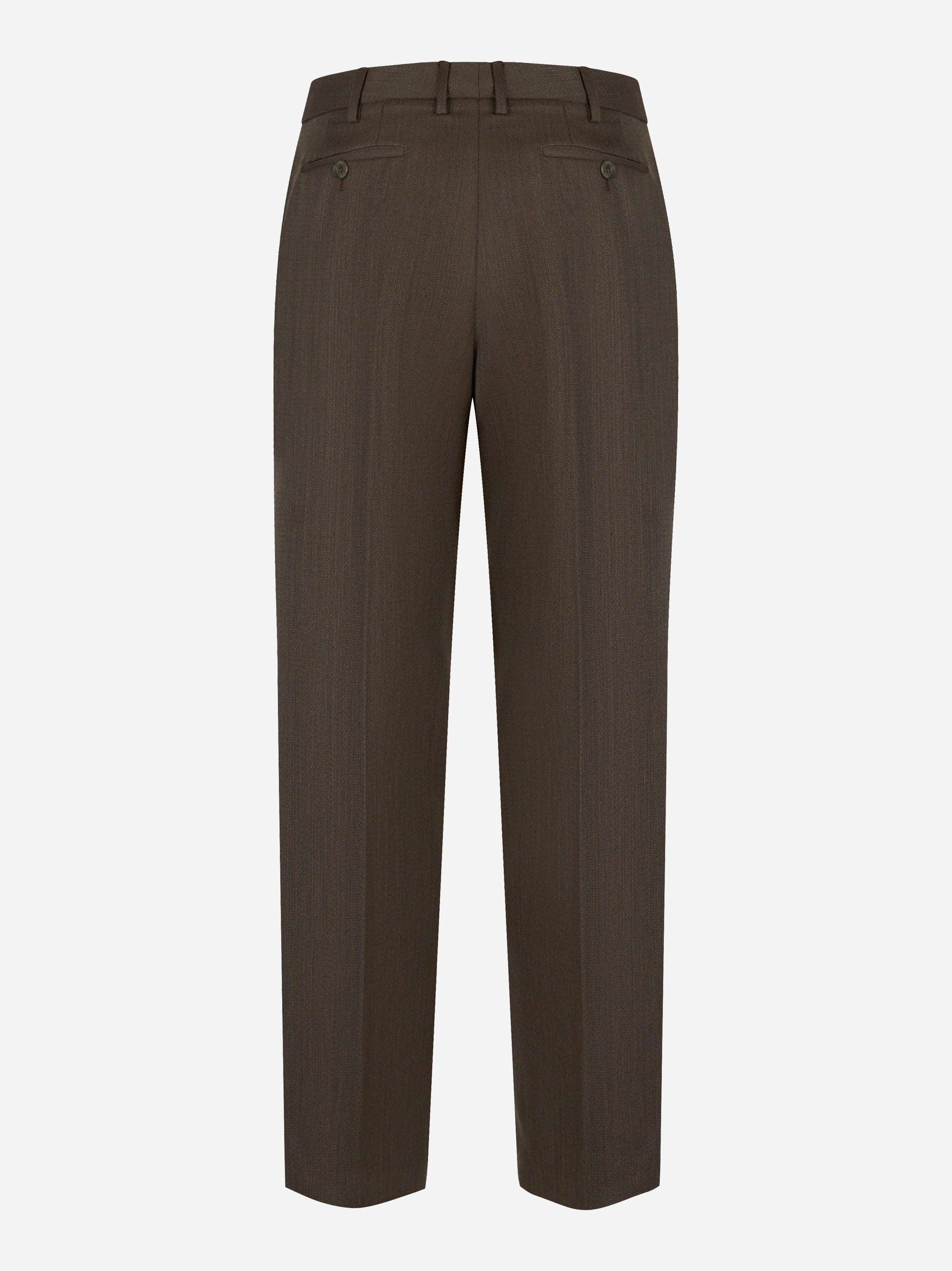 Pantaloni Dondup Emma in fresco lana marrone – retro con tasche a filetto