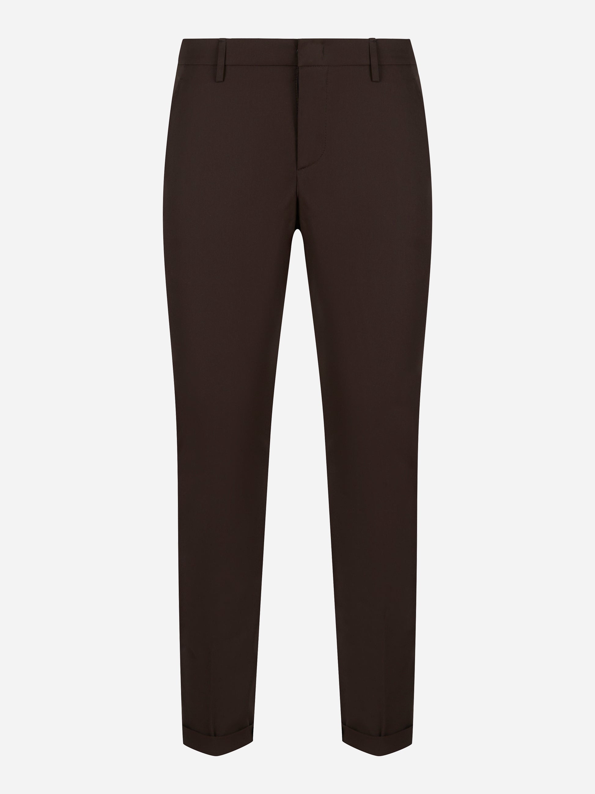 Pantalone DONDUP Gaubert marrone in tessuto tecnico, vista frontale