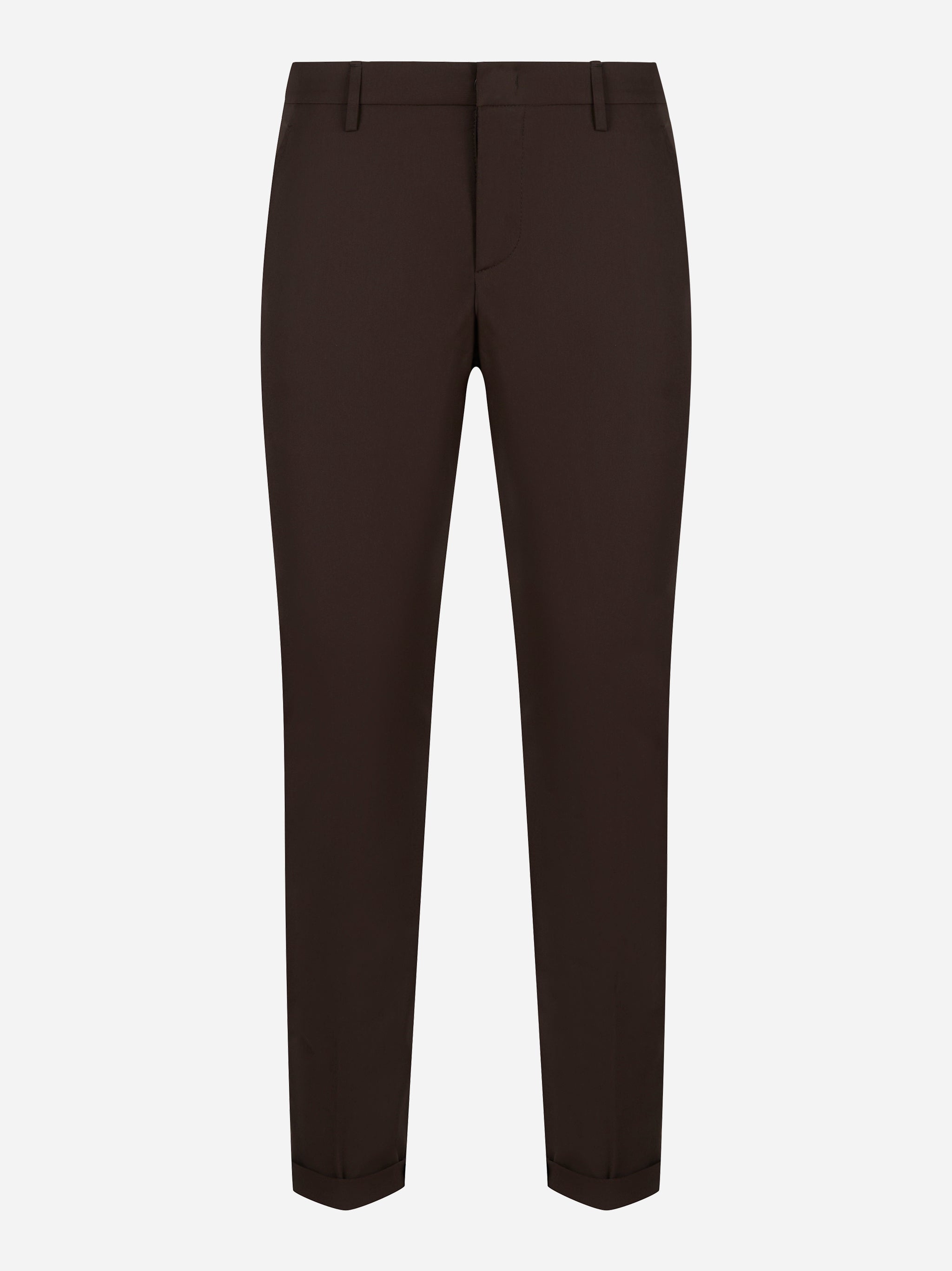 Pantalone DONDUP Gaubert marrone in tessuto tecnico, vista frontale