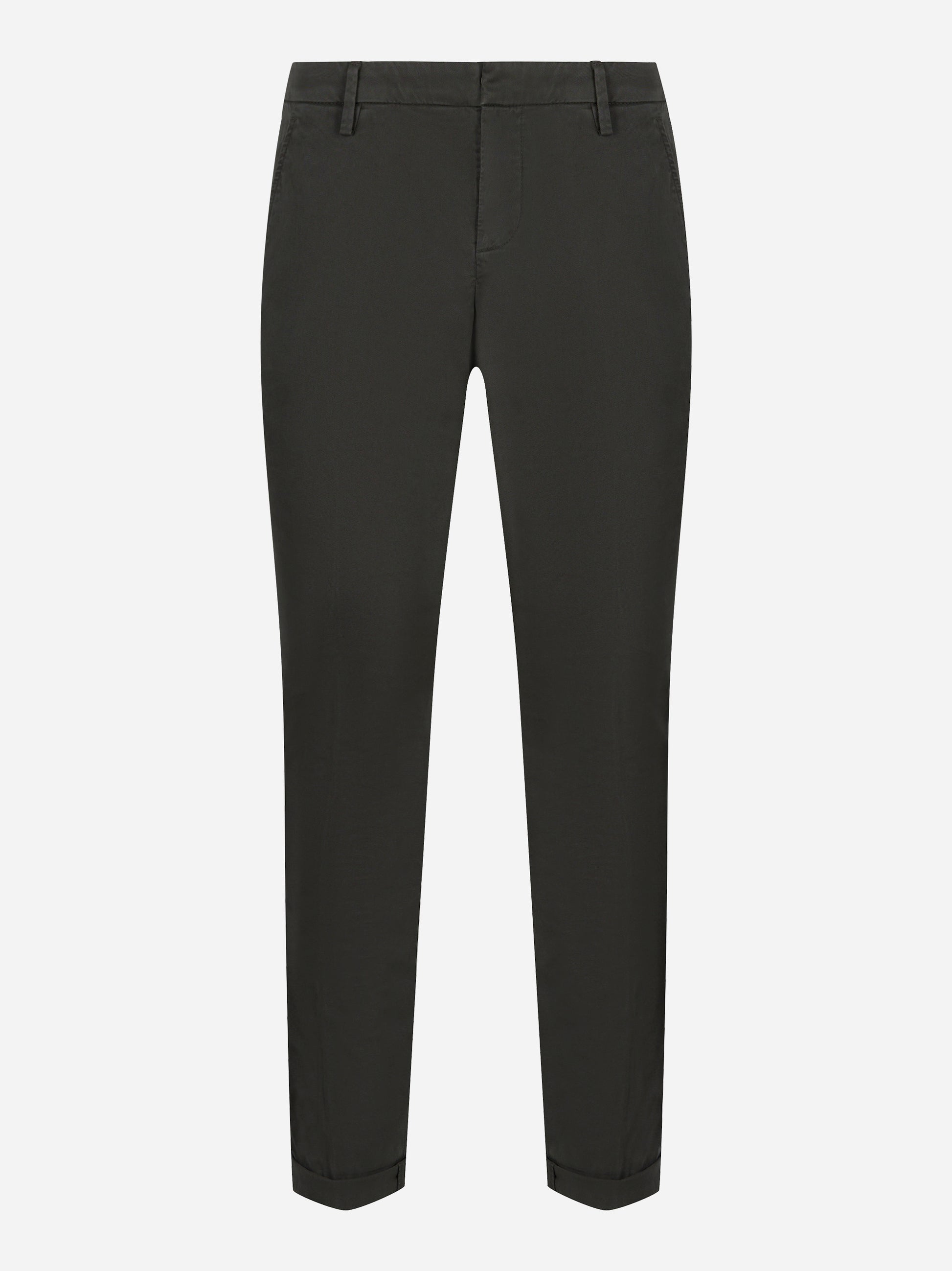 Pantalone Gaubert slim verde in gabardina mano calda DONDUP fronte