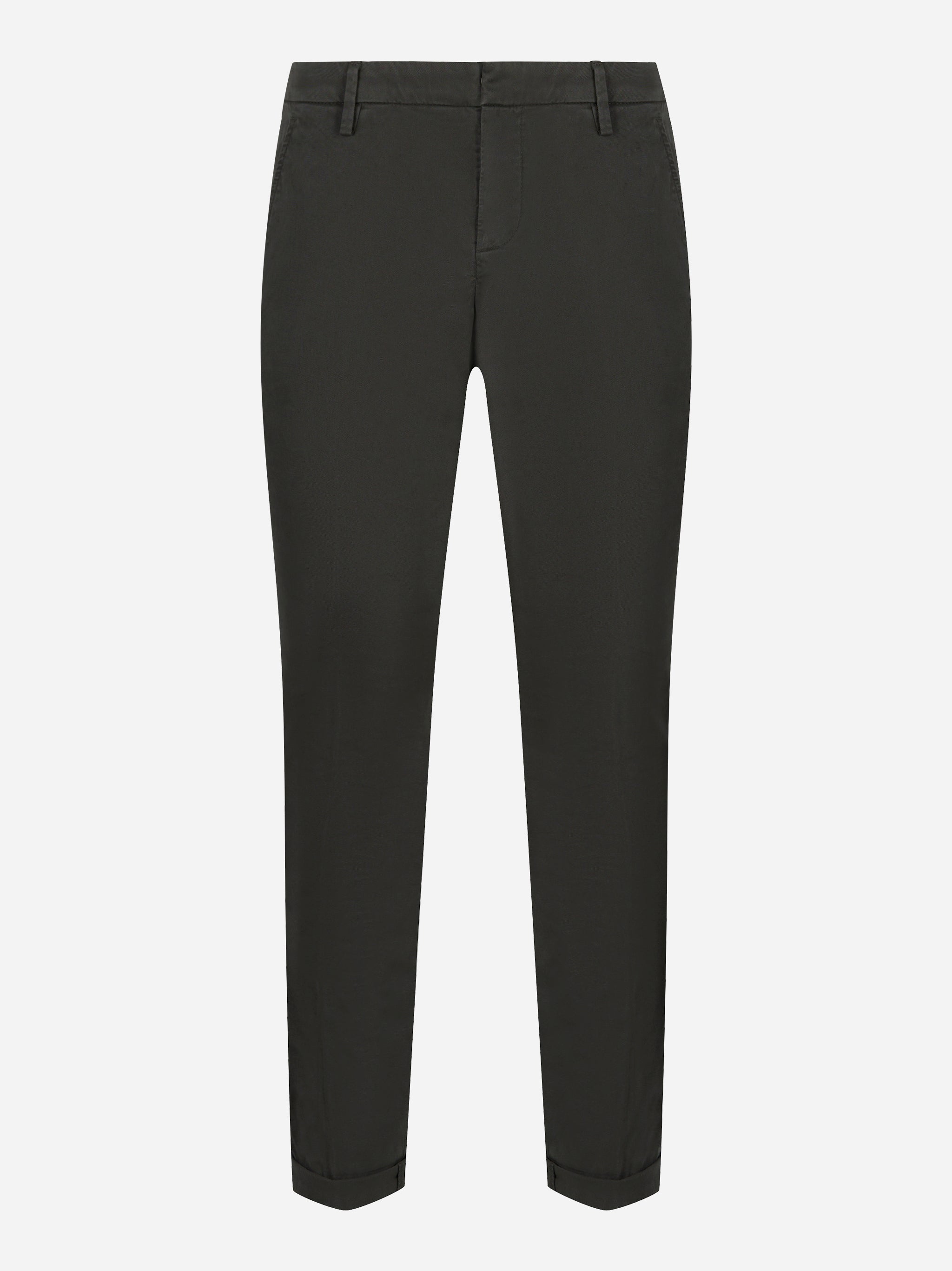 Pantalone Gaubert slim verde in gabardina mano calda DONDUP fronte