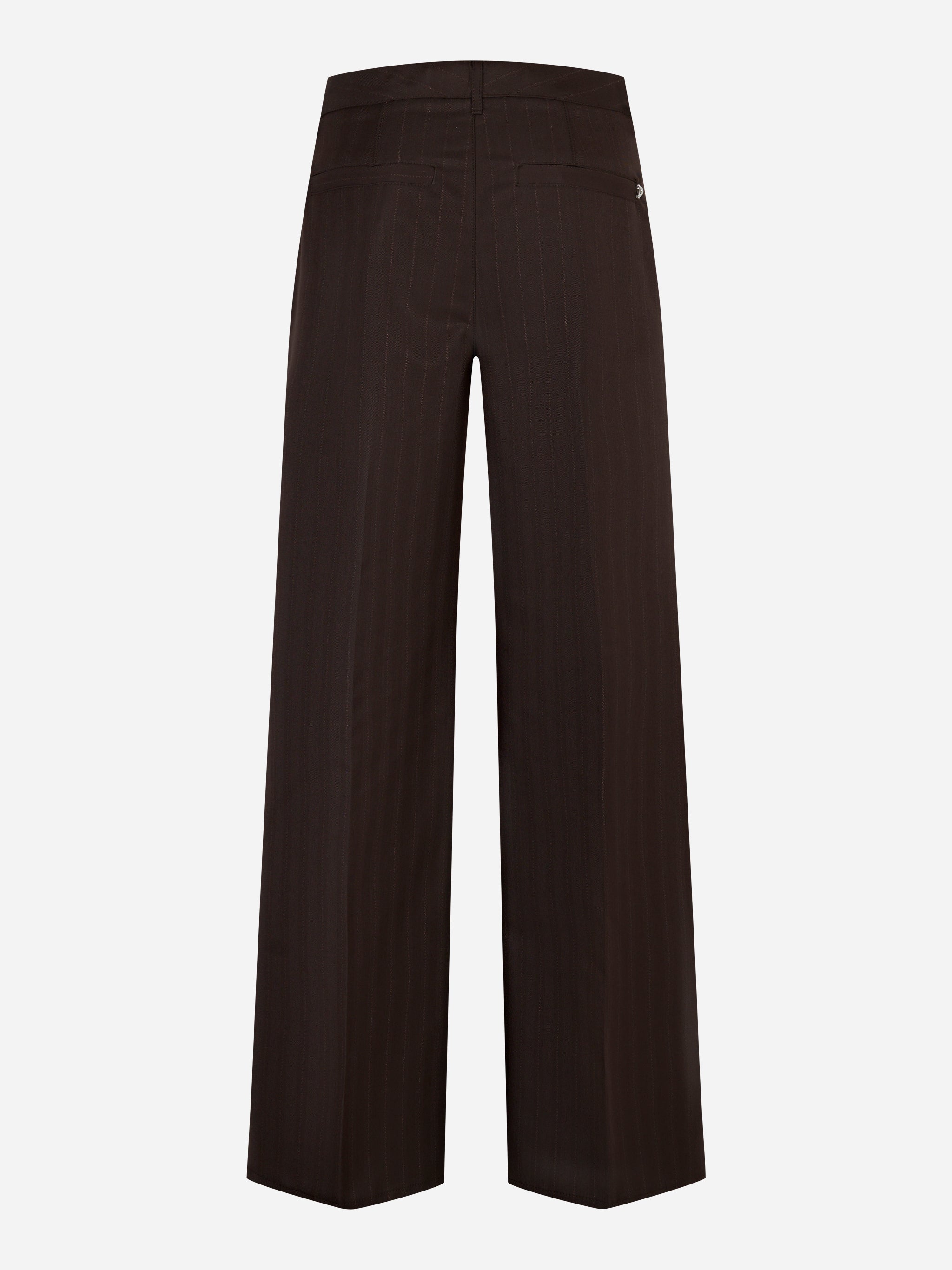 Pantalone DONDUP Idra wide leg in gessato lurex marrone, vista posteriore