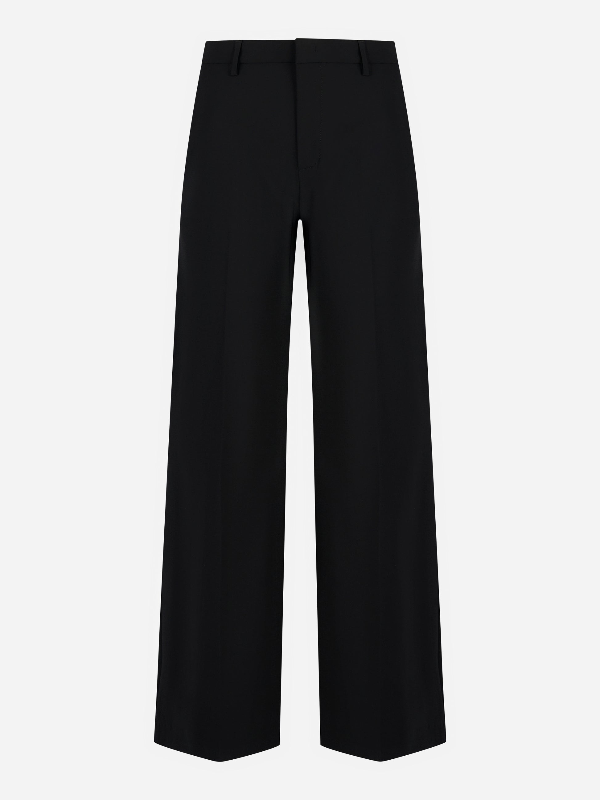 Pantalone Janice wide leg in tela di lana nero - fronte