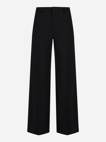 Pantalone Janice wide leg in tela di lana nero - fronte