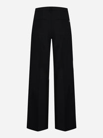 Pantalone Janice wide leg in tela di lana nero - retro